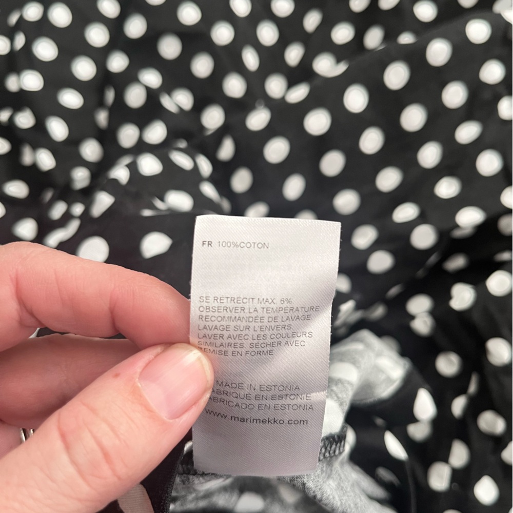 Marimekko Pallo shift black white polka dot cotton pockets midi S - Picture 9 of 9